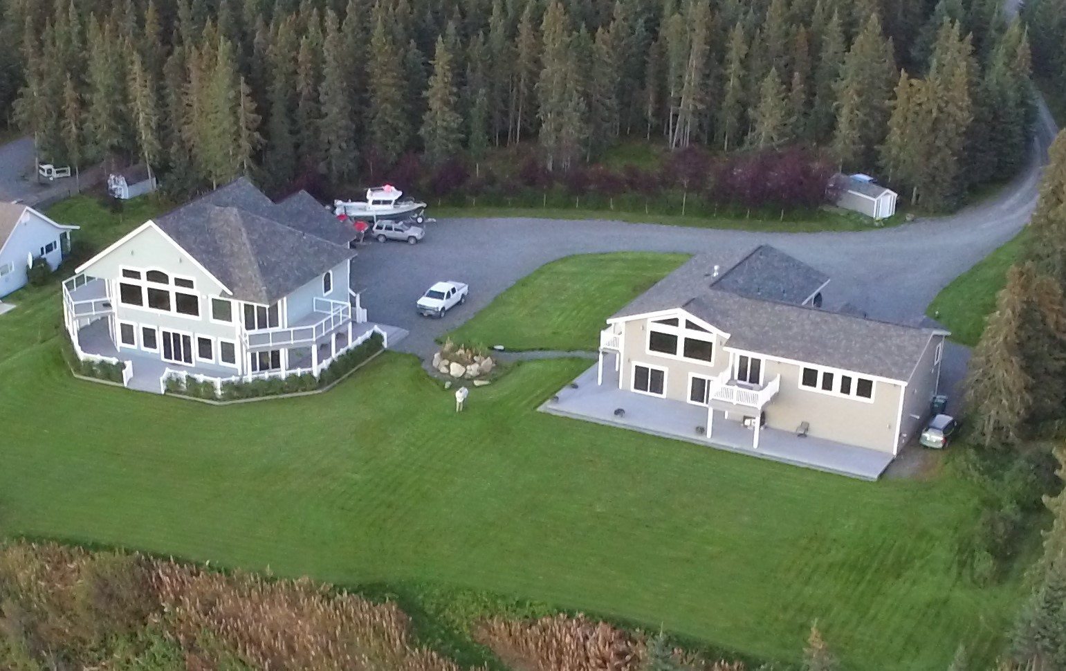 Aerial view of seascape lodges