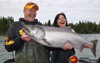 Two avid anglers enjoying the best time to visit Alaska.