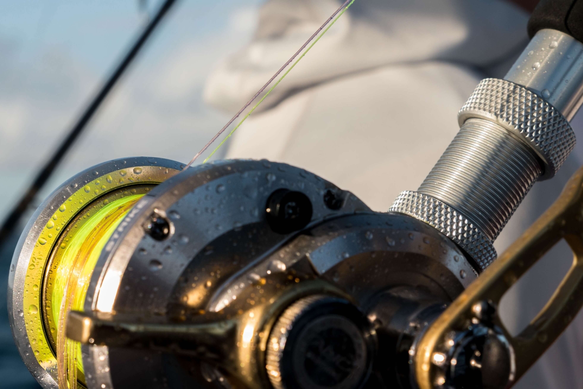 Alaska Fishing Lodges: A close up view of a large saltwater fishing reel.